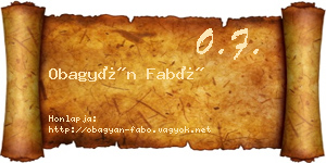 Obagyán Fabó névjegykártya
